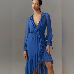 Anthropologie Horizon Blue Ruffle Dress